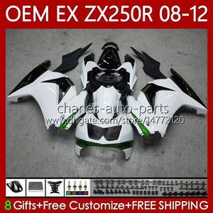 Injektionsformkropp för Kawasaki Ninja Vit Svart ZX250R ZX 250R EX250 ZX250 R 08 09 10 11 12 Bodywork 81NO.123 ZX-250R 2008 2009 2010 2011 2012 EX250R 08-12 OEM FAIRING