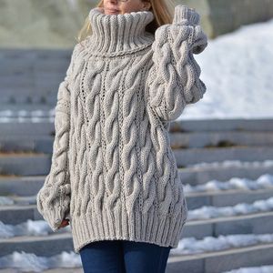 Turtleneck Tröjor Kvinnor Vinter Mode Tjock Varm Kinting Pullovers Sweater Kvinna Casual Sticka Jumper Tops KLW5784