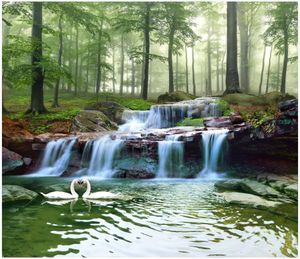 Custom Photo Wallpapers murals for walls 3d Idyllic forest stream waterfall forest landscape painting living room TV background wall papers