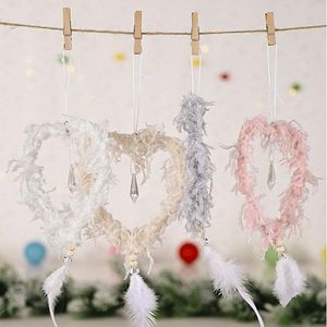 Juldekorationer hängande prydnad kreativ fjäderstjärna hjärta julgran hängande hänge dekorationer gratis shippin grossist