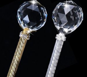 Rund kristallboll Scepters Magic Wand Gold Silver Shinning Diamond Pageant Stick Birthday Party Wedding Fairy King Fancy Dress Props Decor