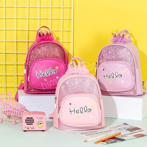 Cartoon Kreskówka Skórzana Plecak Torebka Cute Crown School Torby dla Baby Girls Backpack SchoolBag Kid Book Torby