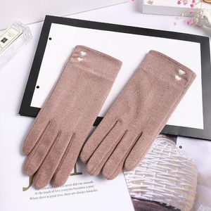 Five Fingers Gloves Women Winter Thin Section Keep Warm Touch Screen Female Heart Embroidery Elegant Style Windproof Drive Gloves1
