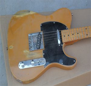 21 Fret Gitar toptan satış-Kalite F Telecaster Güzel Akçaağaç Boyun Elektro Gitar Siyah Pick Guard Hisse Senedi