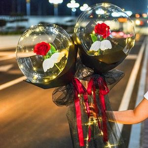 Handle Led Balloon With Sticks Luminous Transparent Rose Bouquet Ballons Wedding Birthday Party Decorations LED Light Balloon NEW