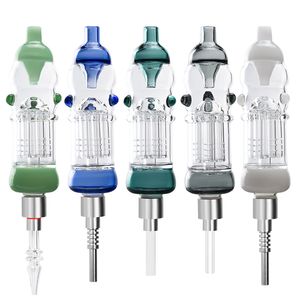 CSYC NC033 510 Gewinde Farbiges Glas Wasserpfeife Plus Kit Handpfeifen mit Ti-Quarz-Spitzen Tragbare Mini-Bong-Dab-Rigs zum Rauchen