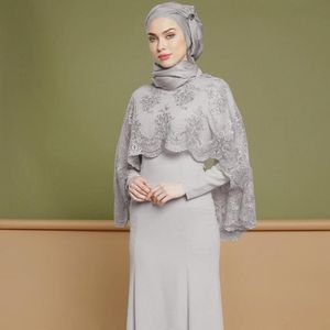 Muslimsk Party Dress Custom Gjorda Långärmad Two Piece Broderad Prom Klänning Golvlängd Aftonklänning Eid Al-Fitr Robes