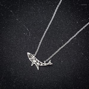 Pendant Necklaces Kpop Origami Whale Necklace For Women Geometric Marine Life Jewelry On The Neck Chain Stainless Steel Simple Gifts