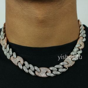 Wholesale mariner link bracelet gold resale online - 20mm Iced Cuban Oval Link Diamond Chain Necklace Bracelet K Two Tone Rose Gold White Gold Cubic Zirconia Jewelry Mariner Cuban Chain