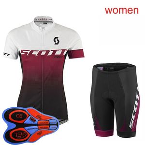 2021 Yaz Bayan Scott Takımı Bisiklet Jersey ve Şort Takım Kısa Kollu Bisiklet Kıyafetler Nefes Yarış Giyim Bisiklet Üniforma Y21020606