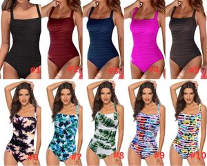 Vintage One Piece Swimsuit Kobiety stroje kąpielowe Push Up Kąpiec Kąpiec Ruche Control brzuch Monokini Retro w rozmiarze Plus w rozmiarze