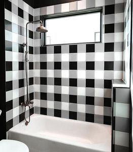 Banheiro nórdico banheiro piso telhas preto e branco 200 mm cozinha sala de jantar parede varanda varanda telha