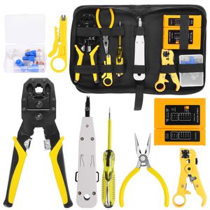 Handkit RJ45 RJ11 RJ12 Network Repair Zestaw narzędzi Plier z Tester Tester Kabel Sprężynowy Clamping Narzędzia do zaciskania szczypce Y200321