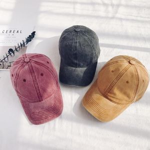 Casual Men Cotton Wash Solid Baseball Cap Vintage Women Baseball Hat Girl Regulowane czapki Snapback Hats Drop 1290k