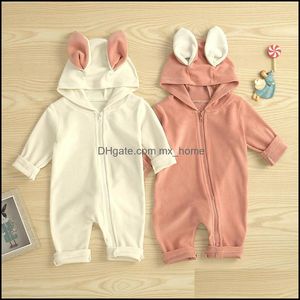 Macacões JumpsuitsRompers Bebê Crianças Roupas Bebê, Maternidade Meninas Meninos Rabbit Ears Romper Onesies Criança Infantil Jumpsuit Zipper