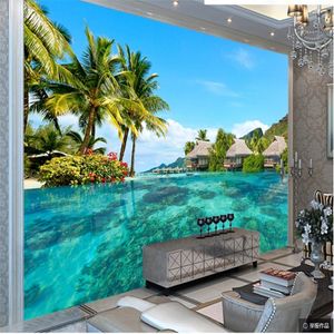 3D personalizado papel de parede espaço extensão maldives mar wallpapers fundo parede belo cenário papéis de parede