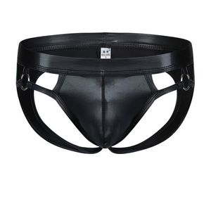 Men Underpants Leather Cloak Mens Briefs Bikini G-string Thong Sexy Erotic Penis Thongs String Homme