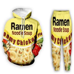 New Men / Womens Ramen Noodles Sopa Engraçado 3D Imprimir Moda Tracksuits Hip Hop Calças + Hoodies MH02