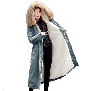 -30 graus desgaste de neve x-longa parkas jaqueta de inverno mulheres pele com capuz feminino casaco de casaco de inverno grossa casaco mulheres roupas 201017