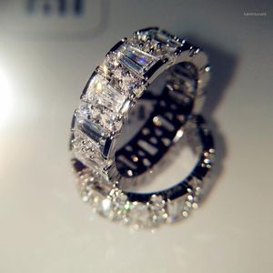 18K 화이트 골드 천연 3 s Moissanite 쥬얼리 보석 Bizuteria 솔리드 18K 골드 Anillos 드 링 여성용 남성용 Accessories1