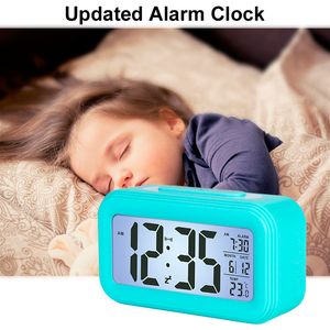 Atualizado Digital Despertador LED Relógios Smart Clocks Inteligente Night Night Light Temperatura Grande Display Non Ticking Despertador para Crianças Estudantes