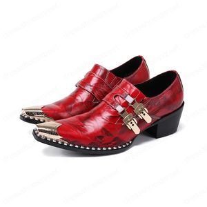 منتصف الكعب حزب الرجال اللباس أحذية أحمر حقيقي حقيقي أحذية الأعمال مشبك رجل رسمي أحذية زائد الحجم