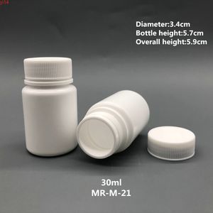 100 + 2 pezzi 30ml 30g 30cc Bocca larga HDPE Bianco farmaceutico Vuoto di plastica Bottiglia di pillola Contenitori per medicinali con tappo Sealgood qualtit