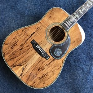 2022 Новая 41-дюймовая роскошная акустическая гитара. Вершина геотекстуда, боковые стороны и задние, черное дерево Fretboard abalone