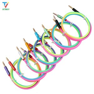 Audio Cable 3.5mm jack male to male Speaker Line 1m Rainbow Bamboo Copper Shell Aux Cable for HTC Car Headphone Aux Cord