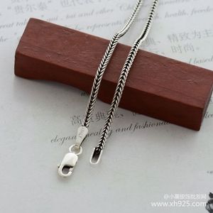 Collana in argento sterling 925, catena a serpente spessa 1,6 mm, il denaro femminile in osso è lungo 70 cm Q0531