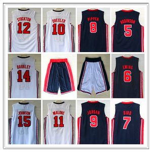 RETRO 1992 Dream Jersey Robinson Ewing Bird Pippen Drexler Malone STOCKTON JOHNSON BARKELY Michael Baskettröjor KLASSISKA