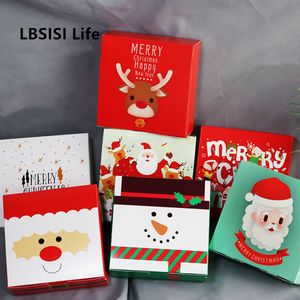 Lbsisi Life 10pcs 크리스마스 사탕 쿠키 종이 상자 컵케잌 초콜릿 비스킷 Nougat 선물 Kraft 종이 상자 메리 크리스마스 201029