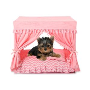 Princesa casa para cão luxo inverno verão Pet Court Kennel Casa com almofada de cama para filhotes de cachorro Animal Yorkshire Beddings 20123