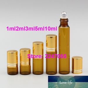 1ML2ML3ML5ML10ML портативное путешествие мини-пустой рулон на парфюмерных стеклянных янтарных бутылках, небольших образцов эфирного масла коричневые флаконы