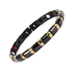 Preto magnético pulseira de saúde pulseira ouro 316L aço inoxidável 4 em 1 pulseiras magnéticas curando jóias para homens ou mulheres