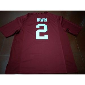 Homens Stanford Cardinal #2 Trent Irwin real Full bordado College Jersey Tamanho S-4XL ou personalizado qualquer nome ou número jersey