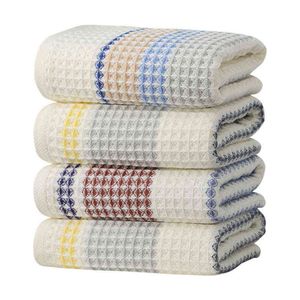 100% Cotton Bath Towel Set High Quality Striped Waffle Towel for Aldult Child Home Water Absorption Soft Washcloth 2/4 Pieces 211221