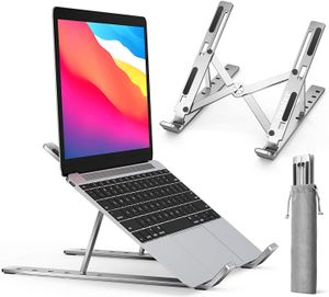 Carrinho de laptop, suporte de computador de laptop de alumínio ajustável, suporte de desktop portátil dobrável ergonômico compatível com Macbook Air Pro, Dell XPS, HP