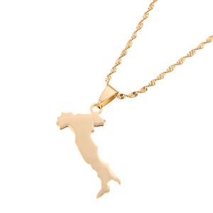 Stainless Steel Gold Silver Color Map Of Italy Pendant Necklace Fashion Italian Map Chain Jewelry
