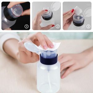 Lagringsflaskor Krukor 200ml Portable Tom Plastic Nail Polish Makeup Remover Bottle Flytande Clear Press Pumping Art UV Gel Cleaner Tool