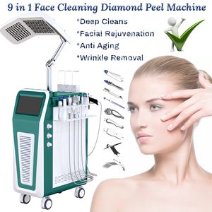 Ny hudvård 9 i 1 Diamant Hydra Dermabrasion Deep Rengöringsmaskin Multifunktion Skönhetssalongutrustning