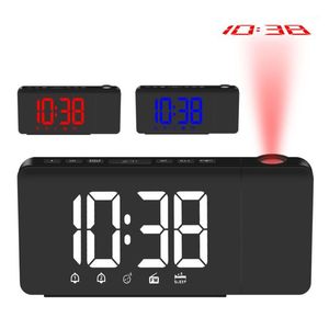 Outros relógios acessórios Rádio digital Despertador projeção Snooze Timer LED Display de carregamento USB Tabela de cabine parede fm relógio1