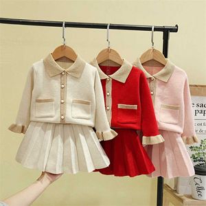 Winter Girl Sweater Set Autumn Children's Fashion Clothing Toddler Baby Girls Clothes Wholesale Kids Outfits 211224