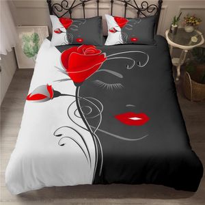 Homesky Rose Flower Bedding Sets 23 PCS King Queen Sizes Vacker Woman Däcke Cover Set Print Comporter Set Bed Linen Set 20115242V