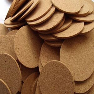 100PCS Round Wood Coasters 10 * 10 * 0.3cm Dryckmattor Kuddar Tjocklek 3mm Cork Plant Coaster Corks Mat Absorberande Cork-Mat Soft Table Corked Board för Kök Hot Pad