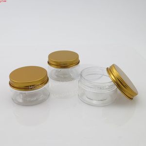 Barattoli di plastica PET vuoti Coperchi dorati in alluminio Vasi trasparenti Cosmetici 30 g Contenitore da 1 oz 50 pezzi di buona qualità