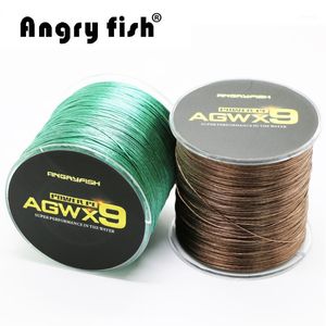 Angryfish 9 Strands плетения плетеные 500-метровые рыболовные линии супер сильная PE Line 15LB-100LB1