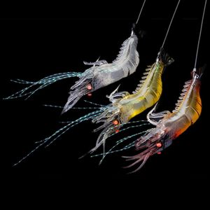90mm 7g Luminous Shrimp Soft Lure Artificial Silicone Bait With Hooks Swivels Lures Set Anzois Sabiki Rigs Fishing Tackle