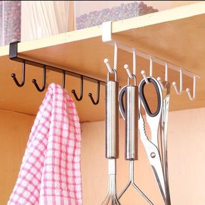 Ganci Rails Bianco 1PC Scaffale da cucina Filo di ferro nero Armadio per la casa Scaffale Organizzatore Armadio Appendiabiti Gancio per appendere senza cuciture1