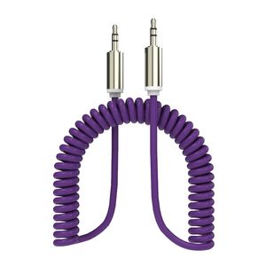 50st 3,5mm Stretch Elastic Retractable Aux Cable Mobiltelefon Ljudkabel Man till manlig fjäderkabel för sumsung / bilrödblå